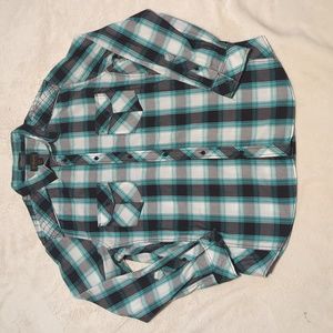 Helix men's Turquoise, Black , And White button down shirt Athletic Fit size XXL